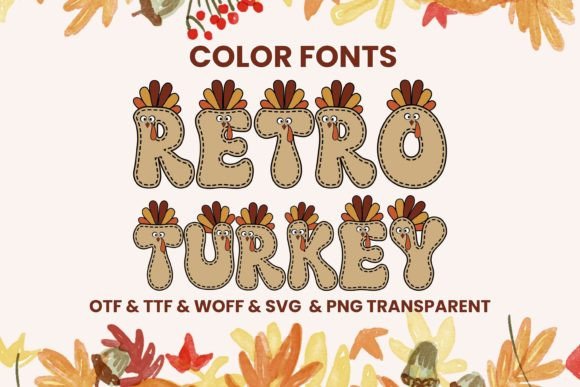 Retro Turkey: A Playful Color Font for Autumn Designs